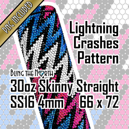 LIGHTNING CRASHES Rhinestone Pattern Template  | SS16 4mm - 30oz Skinny Straight Tumbler Design | PNG for Sublimation or Vinyl