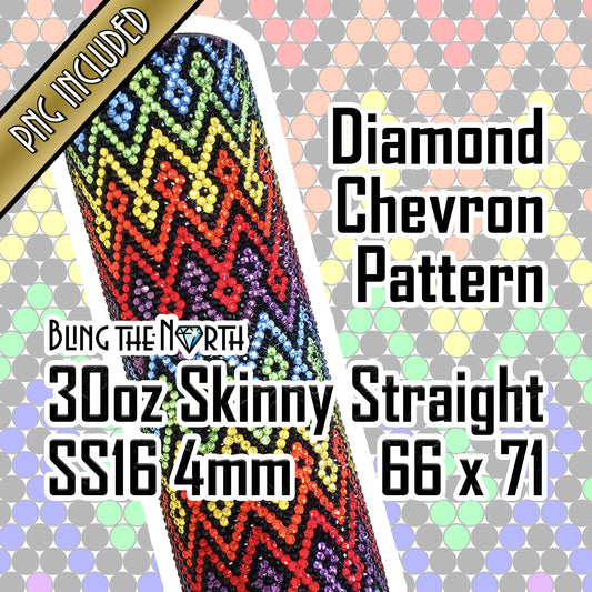 DIAMOND CHEVRON Rhinestone Pattern Template | SS16 4mm - 30oz Skinny Straight Tumbler Design | Pride | PNG for Sublimation