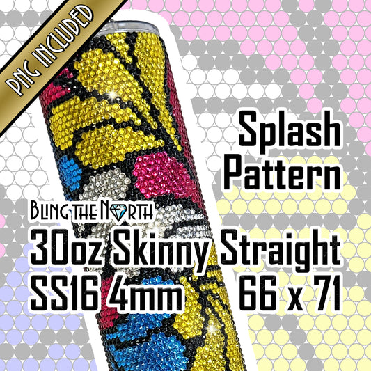 SPLASH Rhinestone Pattern Template | SS16 4mm - 30oz Skinny Straight Tumbler Design | PNG for Sublimation or Vinyl