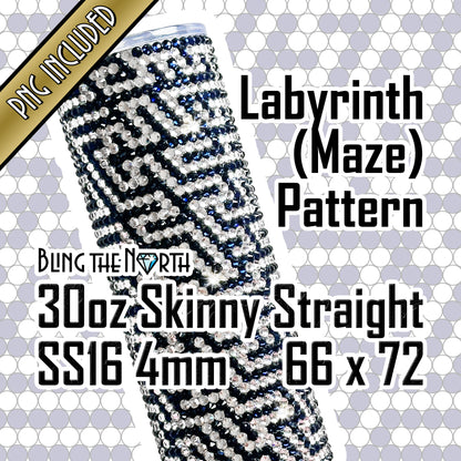 LABYRINTH Maze Rhinestone Pattern Template  | SS16 4mm - 30oz Skinny Straight Tumbler Design | PNG for Sublimation or Vinyl