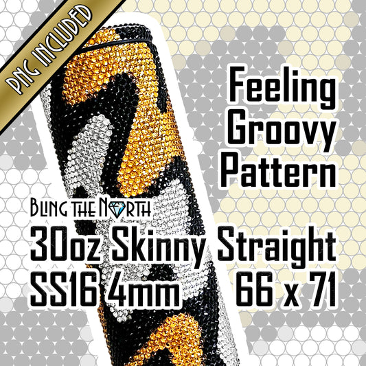 FEELING GROOVY Rhinestone Pattern Template | SS16 4mm - 30oz Skinny Straight Tumbler Design | PNG for Sublimation or Vinyl