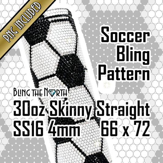 SOCCER BLING Rhinestone Football Pattern Template  | SS16 4mm - 30oz Skinny Straight Tumbler Design | PNG for Sublimation or Vinyl