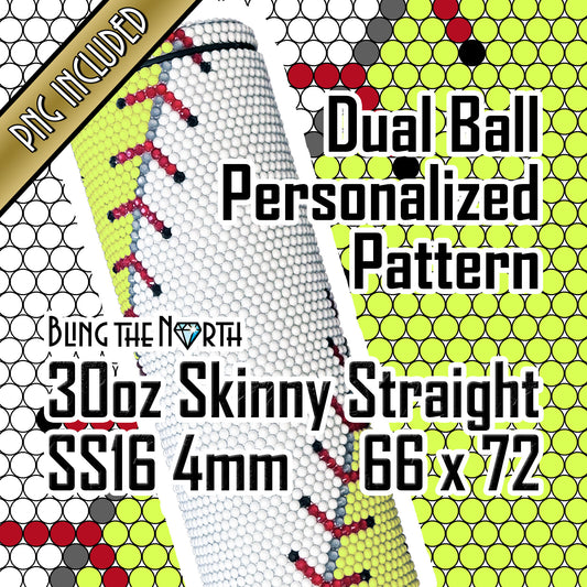 DUAL BALL Custom TEXT Rhinestone Pattern Template  | SS16 4mm - 30oz Skinny Straight Tumbler Design | PNG for Sublimation or Vinyl