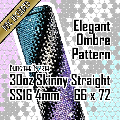 ELEGANT OMBRE Rhinestone Pattern Template  | SS16 4mm - 30oz Skinny Straight Tumbler Design | PNG for Sublimation or Vinyl