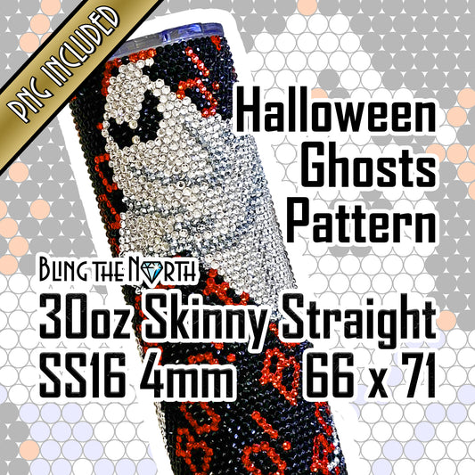 HALLOWEEN GHOSTS Rhinestone Pattern Template | SS16 4mm - 30oz Skinny Straight Tumbler Design | PNG for Sublimation or Vinyl