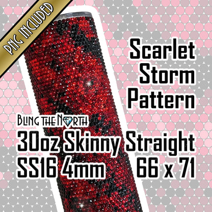 SCARLET STORM Rhinestone Pattern Template | SS16 4mm - 30oz Skinny Straight Tumbler Design | PNG for Sublimation or Vinyl