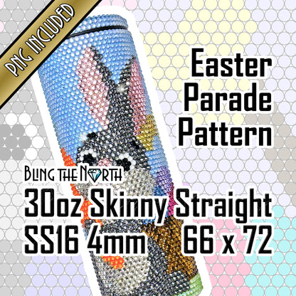 EASTER PARADE Rhinestone Pattern Template  | SS16 4mm - 30oz Skinny Straight Tumbler Design | PNG for Sublimation or Vinyl