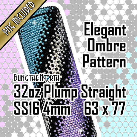 ELEGANT OMBRE Rhinestone Pattern Template | SS16 4mm - 32oz Plump Straight Tumbler Design | PNG for Sublimation or Vinyl