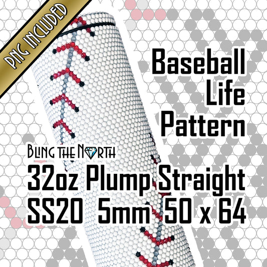 BASEBALL LIFE Custom NAME Rhinestone Pattern Template | SS20 5mm - 32oz Plump Straight Tumbler Design | PNG for Sublimation or Vinyl