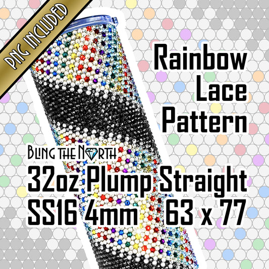 RAINBOW LACE Rhinestone Pattern Template | SS16 4mm - 32oz Plump Straight Tumbler Design | PNG for Sublimation or Vinyl