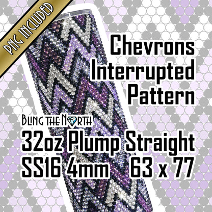 CHEVRONS INTERRUPTED Rhinestone Pattern Template | SS16 4mm - 32oz Plump Straight Tumbler Design | PNG for Sublimation or Vinyl