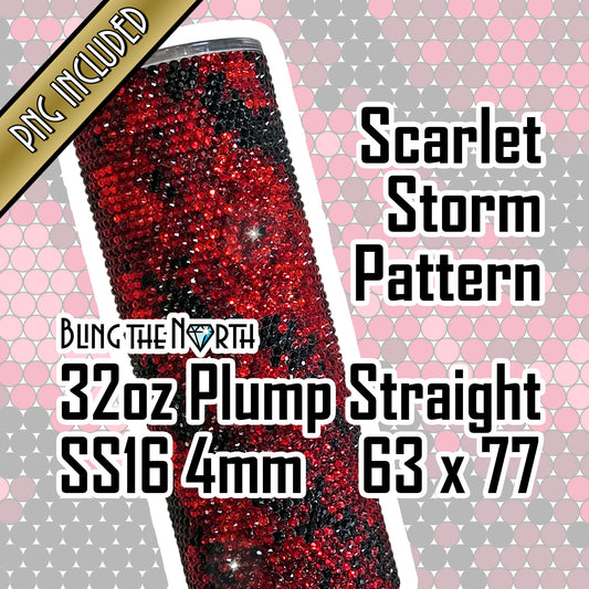 SCARLET STORM Rhinestone Pattern Template | SS16 4mm - 32oz Plump Straight Tumbler Design | PNG for Sublimation or Vinyl