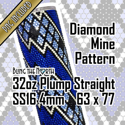 DIAMOND MINE Rhinestone Pattern Template | SS16 4mm - 32oz Plump Tumbler Design | PNG for Sublimation or Vinyl