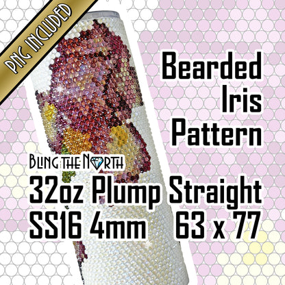 BEARDED IRIS Rhinestone Pattern Template | SS16 4mm - 32oz Plump Straight Tumbler Design | PNG for Sublimation or Vinyl