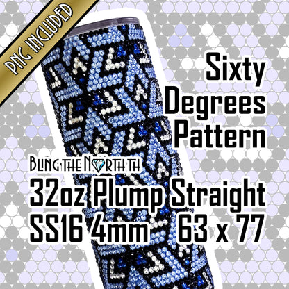 SIXTY DEGREES Rhinestone Pattern Template | SS16 4mm - 32oz Plump Tumbler Design | PNG for Sublimation or Vinyl