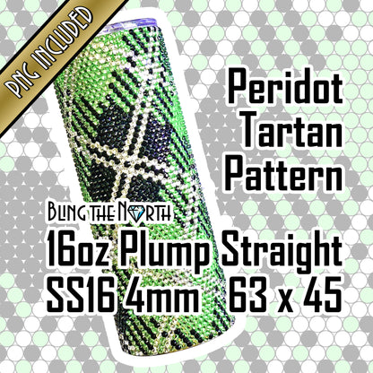 PERIDOT TARTAN Rhinestone Pattern Template | SS16 4mm - 16oz Plump Straight Tumbler Design | PNG for Sublimation or Vinyl