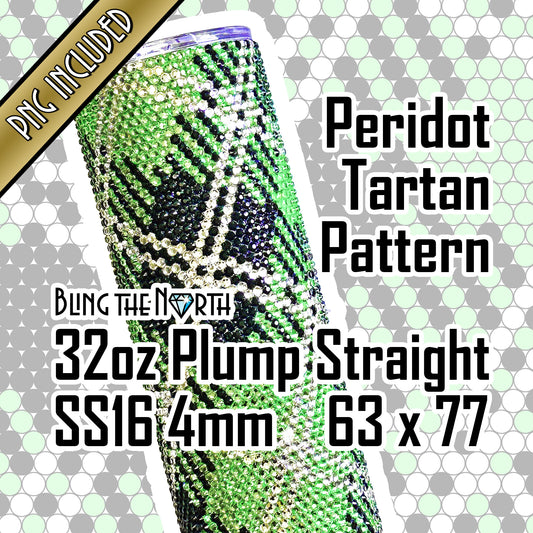 PERIDOT TARTAN Rhinestone Pattern Template | SS16 4mm - 32oz Plump Straight Tumbler Design | PNG for Sublimation or Vinyl