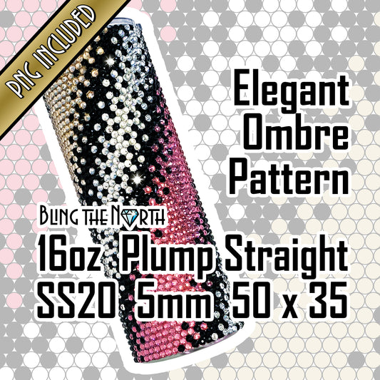 ELEGANT OMBRE Maze Rhinestone Pattern Template | SS20 5mm - 16oz Plump Straight Tumbler Design | PNG for Sublimation or Vinyl