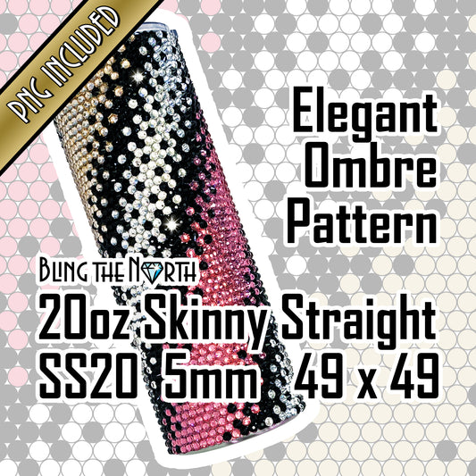 ELEGANT OMBRE Rhinestone Pattern Template | SS20 5mm - 20oz Straight Skinny Tumbler Design | PNG for Sublimation or Vinyl