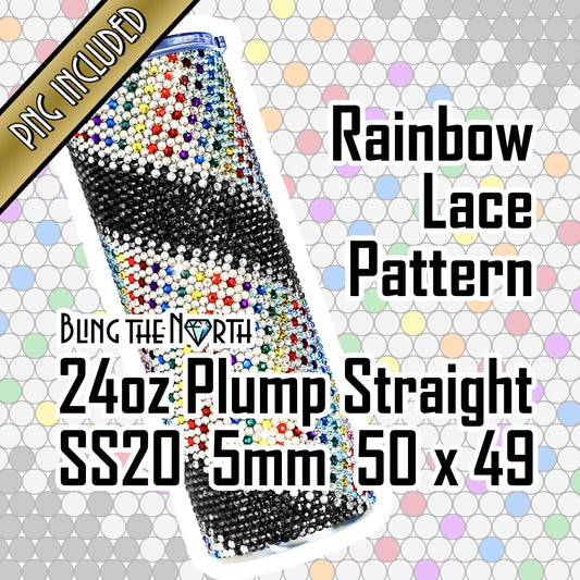 RAINBOW LACE Rhinestone Pattern Template | SS20 5mm - 24oz Plump Straight Tumbler Design | PNG for Sublimation or Vinyl