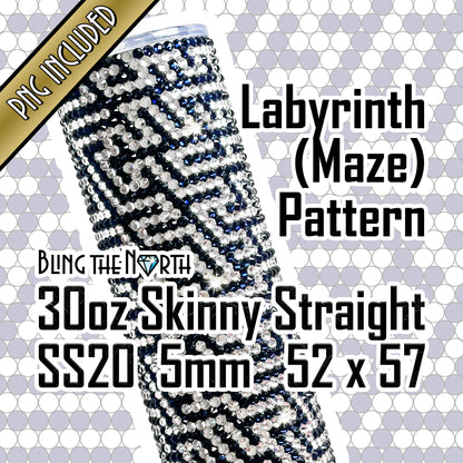 LABYRINTH Maze Rhinestone Pattern Template | SS20 5mm - 30oz Skinny Straight Tumbler Design | PNG for Sublimation or Vinyl