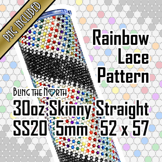 RAINBOW LACE Rhinestone Pattern Template | SS20 5mm - 30oz Skinny Straight Tumbler Design | PNG for Sublimation or Vinyl