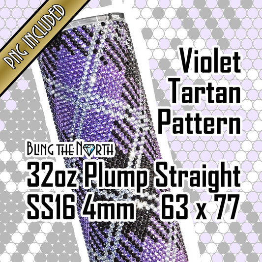 VIOLET TARTAN Rhinestone Pattern Template | SS16 4mm - 32oz Plump Straight Tumbler Design | PNG for Sublimation or Vinyl