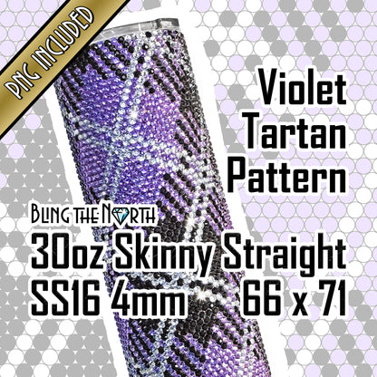 VIOLET TARTAN Rhinestone Pattern Template | SS16 4mm - 30oz Skinny Straight Tumbler Design | PNG for Sublimation or Vinyl