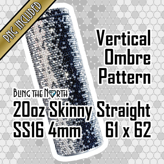 VERTICAL OMBRE Rhinestone Pattern Template | SS16 4mm - 20oz Skinny Straight Tumbler Design | PNG for Sublimation or Vinyl