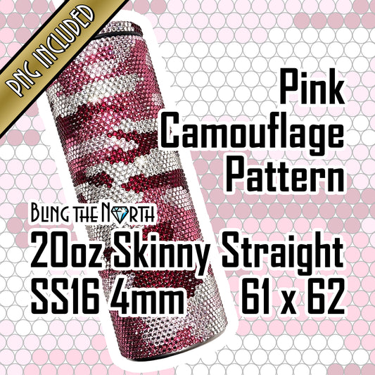 PINK CAMOUFLAGE Rhinestone Pattern Template | SS16 4mm - 20oz Skinny Straight Tumbler Design | PNG for Sublimation or Vinyl