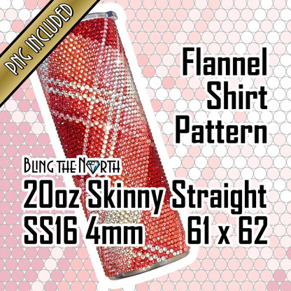 FLANNEL SHIRT Rhinestone Pattern Template | SS16 4mm - 20oz Skinny Straight Tumbler Design | PNG for Sublimation or Vinyl