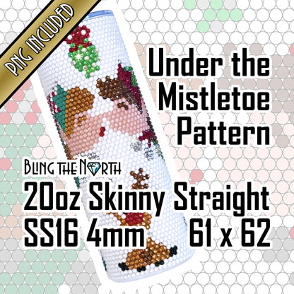 UNDER THE MISTLETOE Rhinestone Pattern Template | SS16 4mm - 20oz Skinny Straight Tumbler Design | PNG for Sublimation or Vinyl