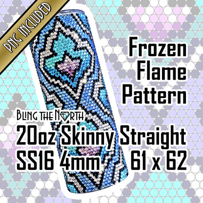 FROZEN FLAME Rhinestone Pattern Template | SS16 4mm - 20oz Skinny Straight Tumbler Design | PNG for Sublimation or Vinyl