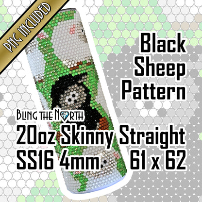 BLACK SHEEP Rhinestone Pattern Template | SS16 4mm - 20oz Skinny Straight Tumbler Design | PNG for Sublimation or Vinyl