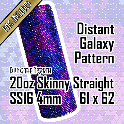 DISTANT GALAXY Rhinestone Pattern Template | SS16 4mm - 20oz Skinny Straight Tumbler Design | PNG for Sublimation or Vinyl