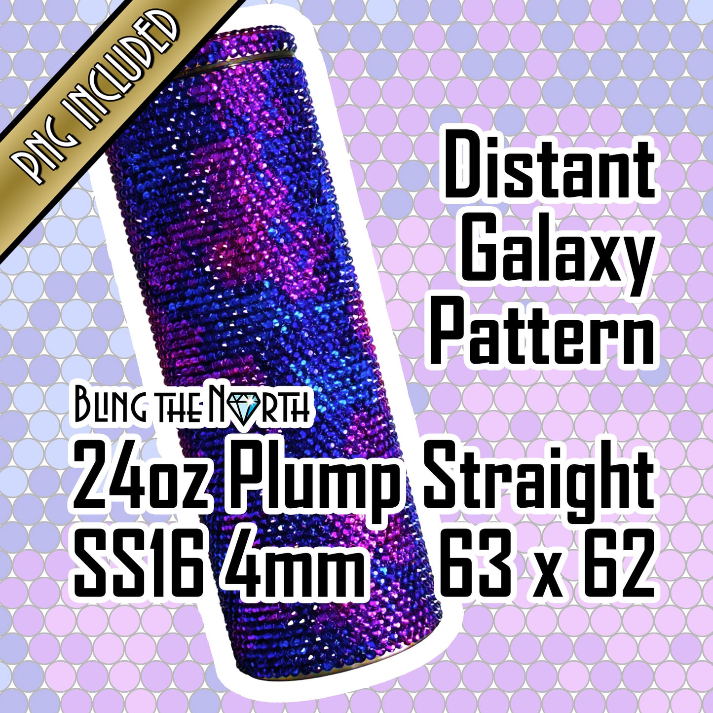 DISTANT GALAXY Rhinestone Pattern Template | SS16 4mm - 24oz Plump Straight Tumbler Design | PNG for Sublimation or Vinyl