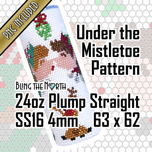 UNDER THE MISTLETOE Rhinestone Pattern Template | SS16 4mm - 24oz Plump Straight Tumbler Design | PNG for Sublimation or Vinyl