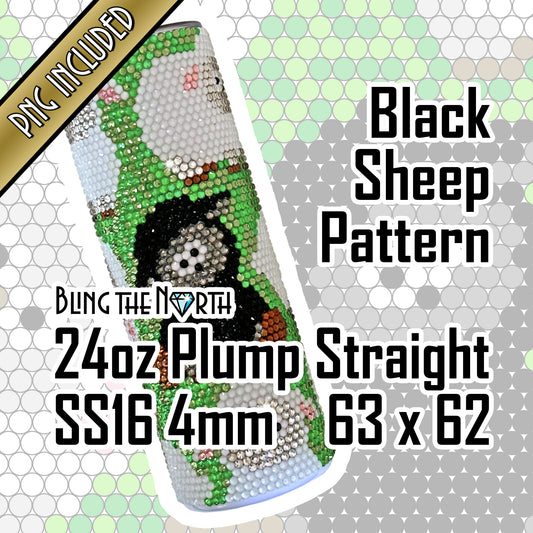 BLACK SHEEP Rhinestone Pattern Template | SS16 4mm - 24oz Plump Straight Tumbler Design | PNG for Sublimation or Vinyl