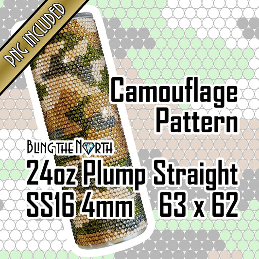 CAMOUFLAGE Rhinestone Pattern Template | SS16 4mm - 24oz Plump Straight Tumbler Design | PNG for Sublimation or Vinyl