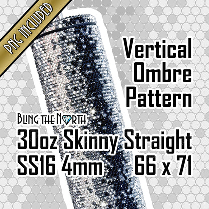 VERTICAL OMBRE Rhinestone Pattern Template | SS16 4mm - 30oz Skinny Straight Tumbler Design | PNG for Sublimation or Vinyl