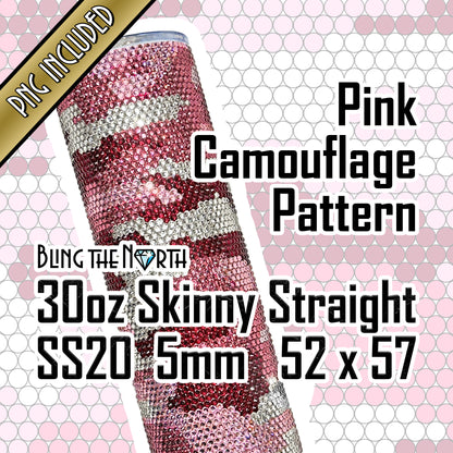 PINK CAMOUFLAGE Rhinestone Pattern Template | SS20 5m - 30oz Skinny Straight Tumbler Design | PNG for Sublimation or Vinyl