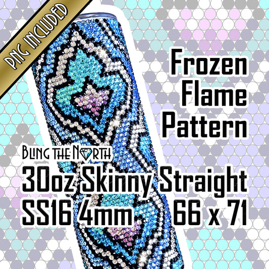 FROZEN FLAME Rhinestone Pattern Template | SS16 4mm - 30oz Skinny Straight Tumbler Design | PNG for Sublimation or Vinyl