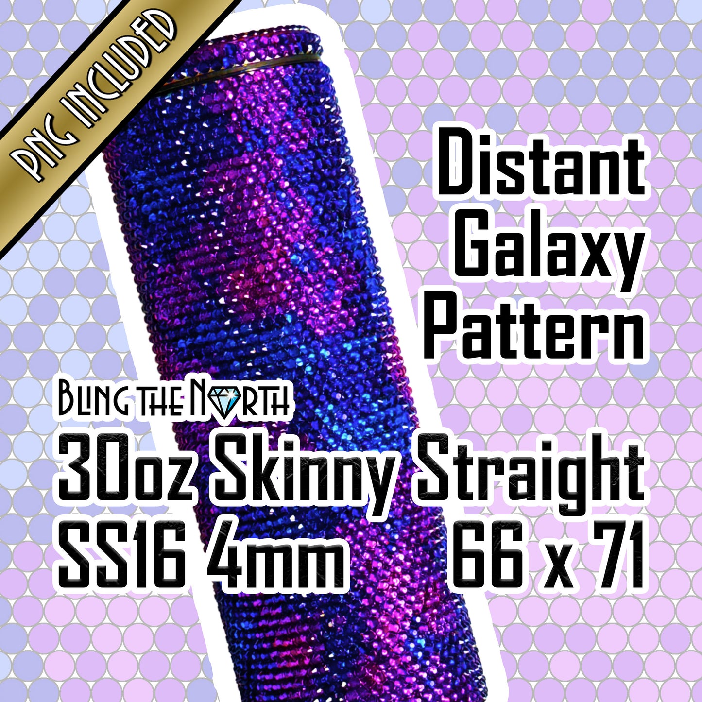 DISTANT GALAXY Rhinestone Pattern Template  | SS16 4mm - 30oz Skinny Straight Tumbler Design | PNG for Sublimation or Vinyl