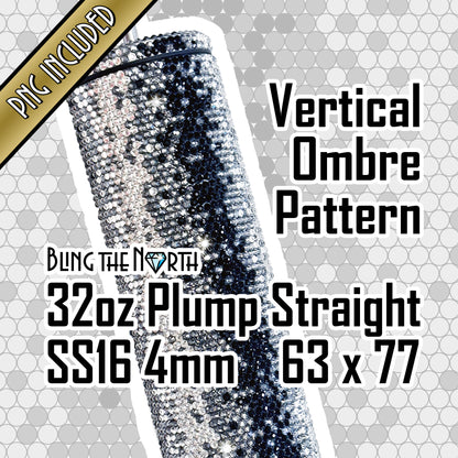 VERTICAL OMBRE Rhinestone Pattern Template | SS16 4mm - 32oz Plump Tumbler Design | PNG for Sublimation or Vinyl