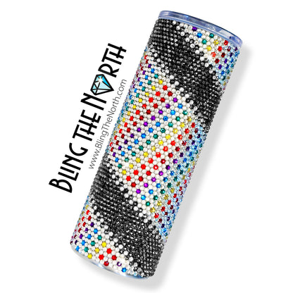 RAINBOW LACE Rhinestone Pattern Template | SS16 4mm - 16oz Plump Straight Tumbler Design | PNG for Sublimation or Vinyl