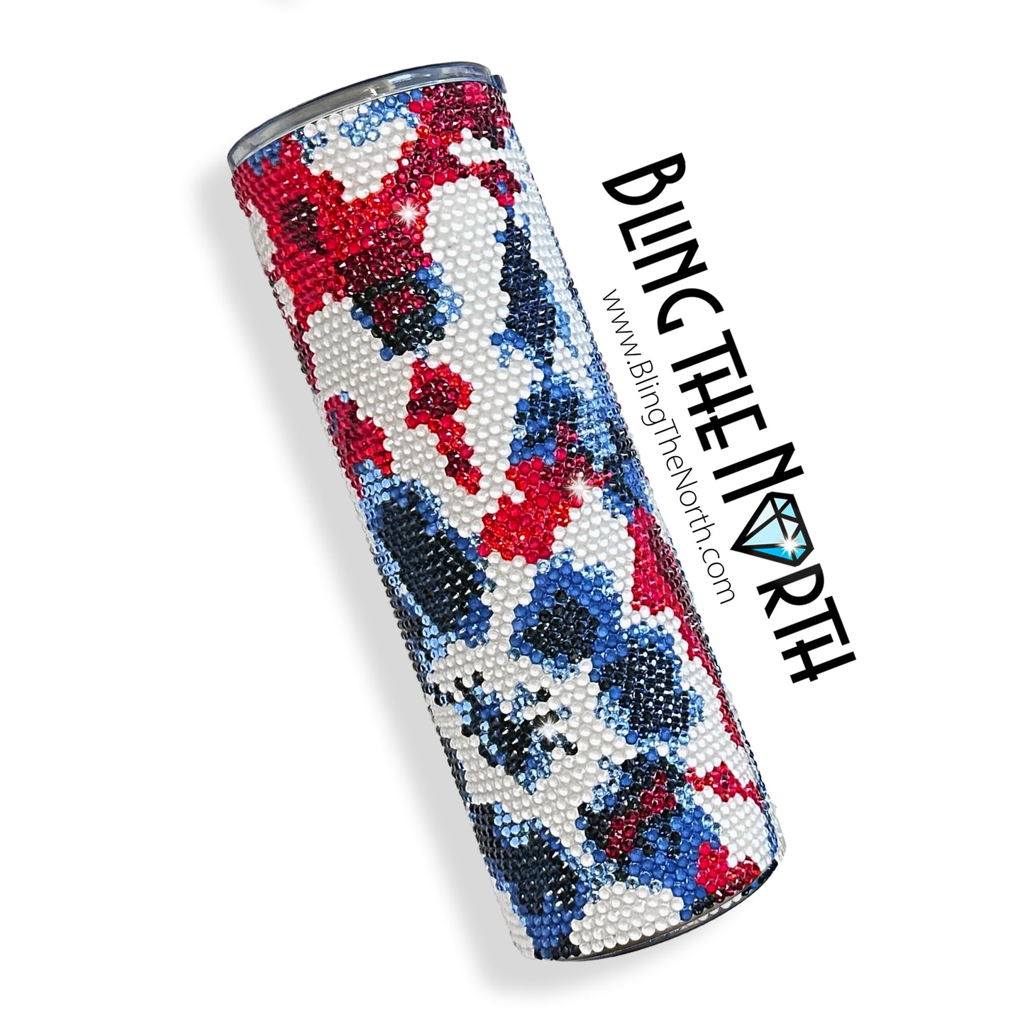 RED, WHITE & BLUE Rhinestone Pattern Template  | SS16 4mm - 16oz Plump Straight Tumbler Design | PNG for Sublimation or Vinyl