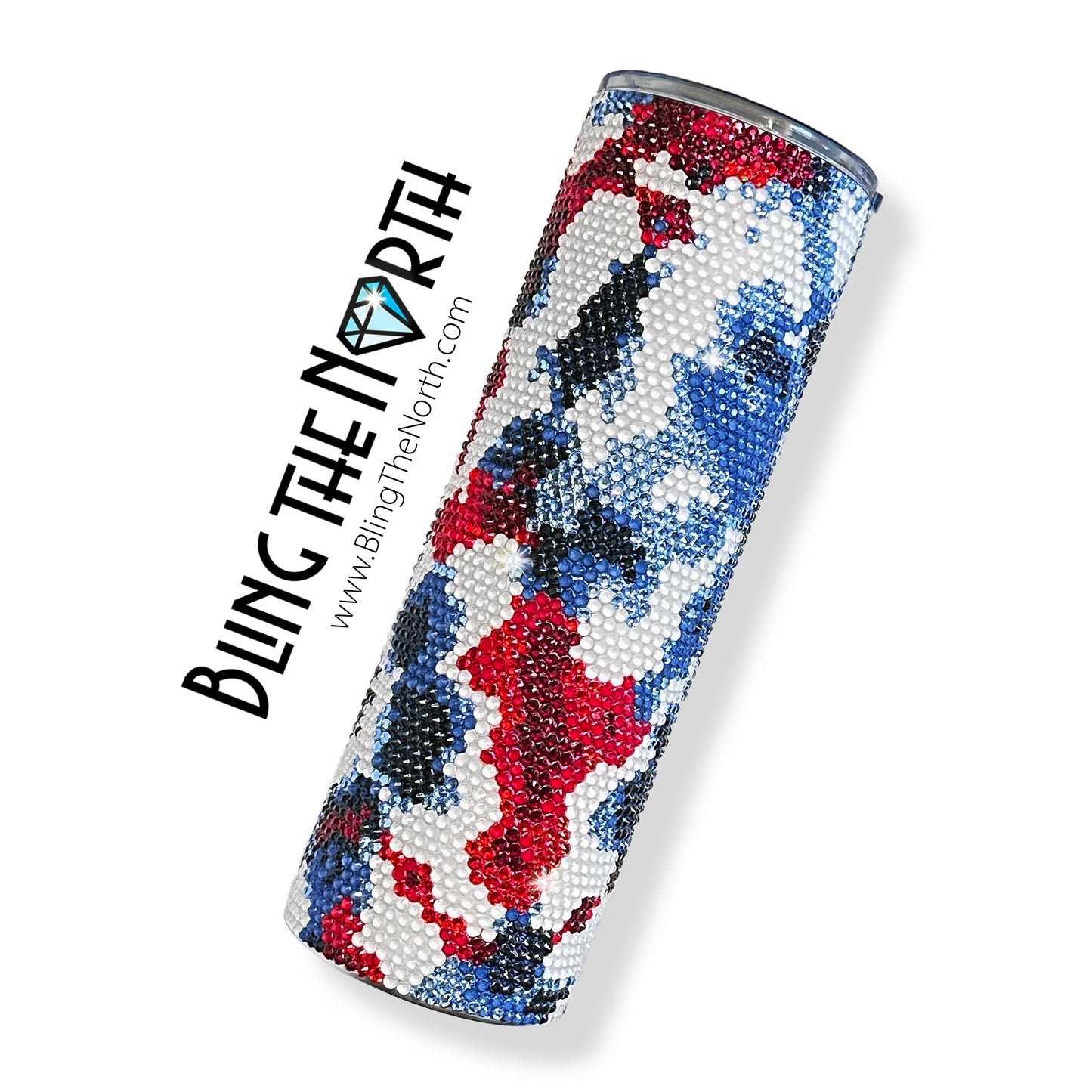 RED, WHITE & BLUE Rhinestone Pattern Template  | SS16 4mm - 16oz Plump Straight Tumbler Design | PNG for Sublimation or Vinyl