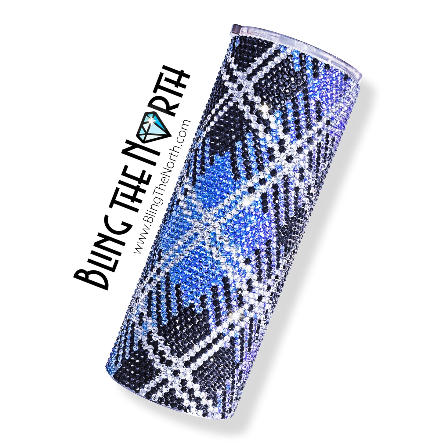 SAPPHIRE TARTAN Rhinestone Pattern Template | SS16 4mm - 32oz Plump Straight Tumbler Design | PNG for Sublimation or Vinyl