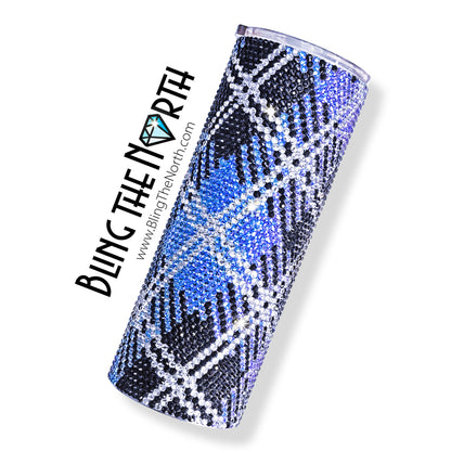 SAPPHIRE TARTAN Rhinestone Pattern Template | SS16 4mm - 32oz Plump Straight Tumbler Design | PNG for Sublimation or Vinyl