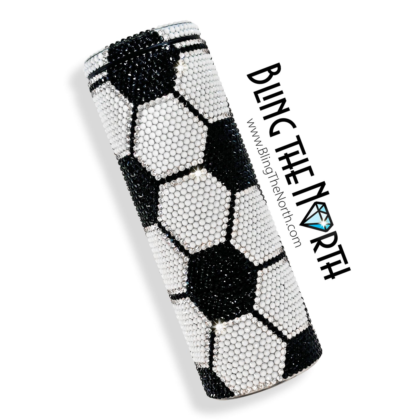 SOCCER BLING Rhinestone Football Pattern Template | SS16 4mm - 20oz Skinny Straight Tumbler Design | PNG for Sublimation or Vinyl